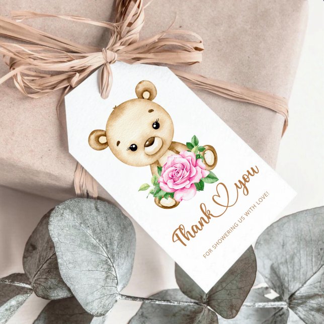 Bear Girl-babydusch tack Presentetikett (Skapare uppladdad)