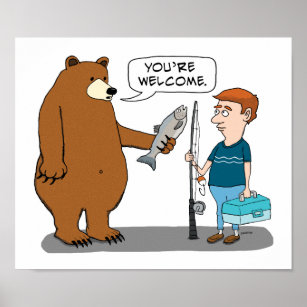 Bear Gives a Man a Fish Poster