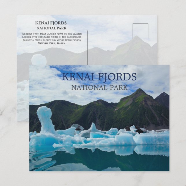 Bear Glacier Icebergs, Kenai Fjords nationalpark Vykort (Fram/baksida)