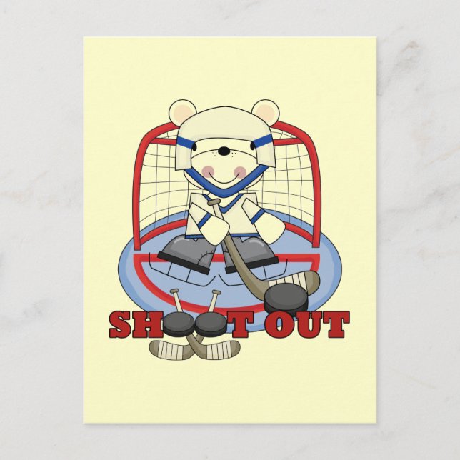 Bear Goalie Shoot Out Hockey Tshirts and Gifts Vykort (Framsida)