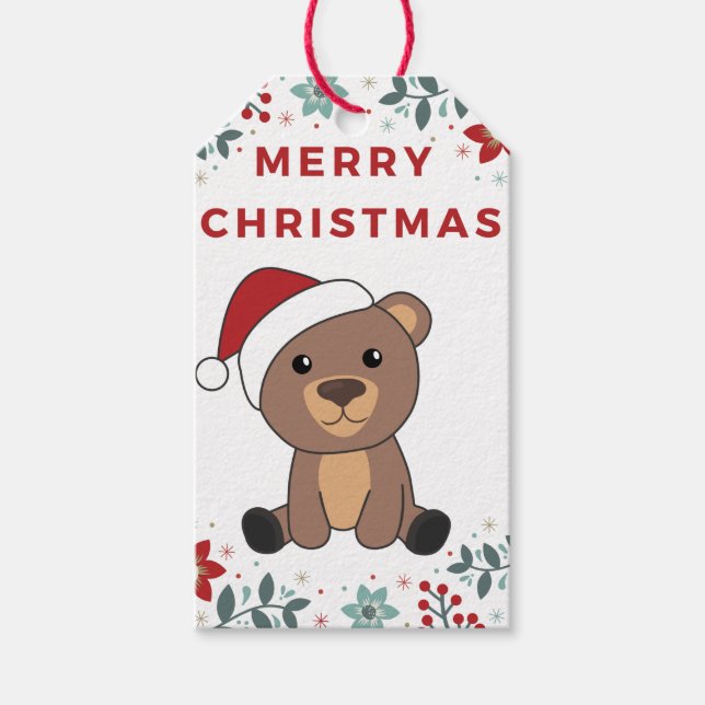 Bear God jul Winter Animals Bears Gift-Märkre Presentetikett (Framsidan)