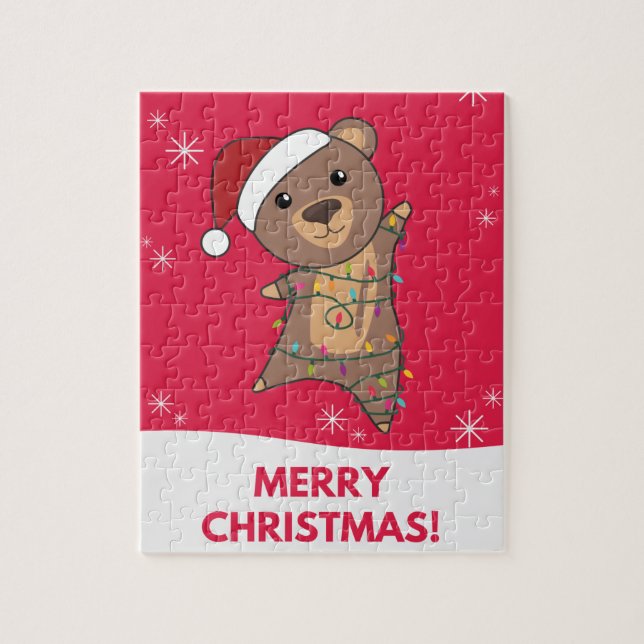 Bear God jul Winter Animals Bears Jigszawa P Pussel (Vertikal)