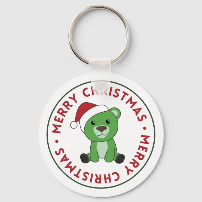 Bear God jul Winter Animals Bears Keychain Nyckelring (Framsida)