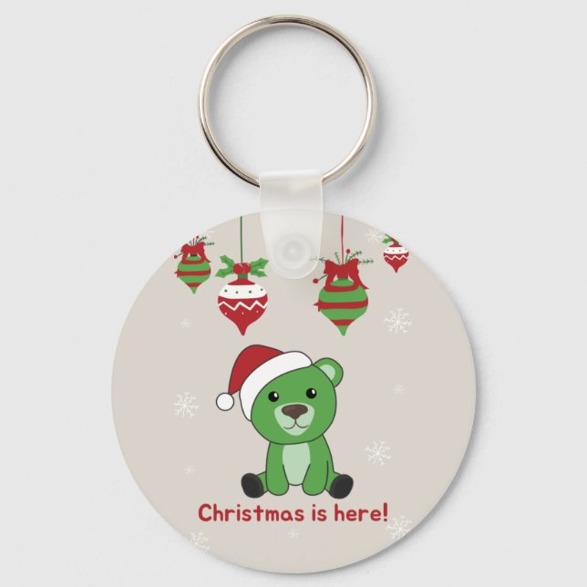 Bear God jul Winter Animals Bears Keychain Nyckelring (Framsida)