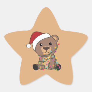 Bear God jul Winter Animals Bears Star Sti Stjärnformat Klistermärke