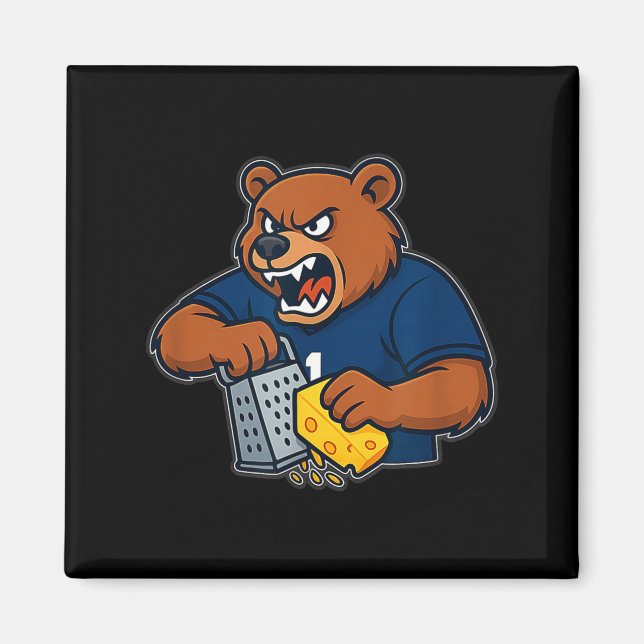 Bear Grating Cheese Funny  Magnet (Framsidan)