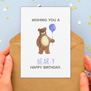 Bear Grattis på födelsedagen - platta kort