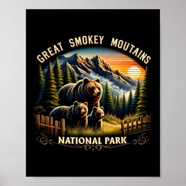Bear Great Smokey Mountains National Park Black Be Poster (Framsidan)
