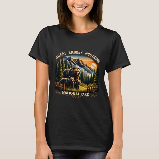 Bear Great Smokey Mountains National Park Black Be T Shirt (Framsida)
