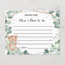 Bear Greenery Advice for Mamma to be Shower Card Flygblad