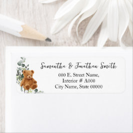 Bear Greenery Baby Shower Return-adressetikett Returadress Etikett
