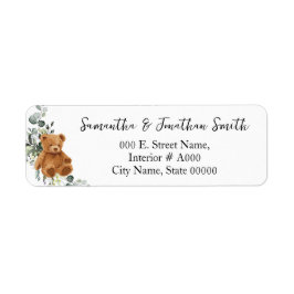 Bear Greenery Baby Shower Return-adressetikett Returadress Etikett
