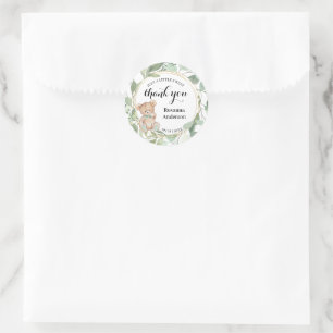 Bear Greenery Baby Shower Sweet Treat Favor Classi Runt Klistermärke