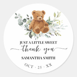 Bear Greenery Baby Shower Tack Runt Klistermärke
