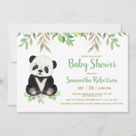 Bear Greenery Gender Neutral Baby Shower Inbjudningar