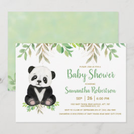 Bear Greenery Gender Neutral Baby Shower Inbjudningar