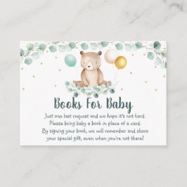 Bear Greenery Guld Baby Shower Bok-begäran Tilläggskort