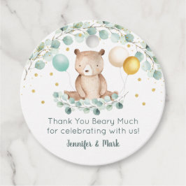 Bear Greenery Guld Baby Shower Tack Gåvor Etiketter