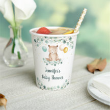 Bear Greenery Guld Kön Neutral Baby Shower