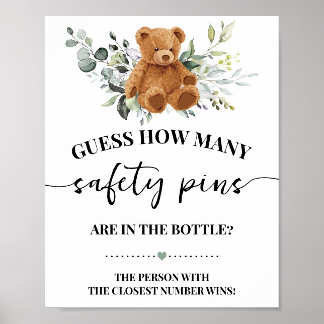 Bear Greenery hur många säkerhetspapperspel för ba Poster (Framsidan)