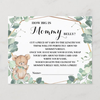 Bear Greenery Hur stort är Mamma Belly Shower Card Flygblad