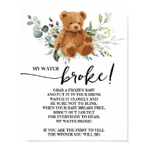 Bear Greenery My Vatten Fattig Baby Shower Sign