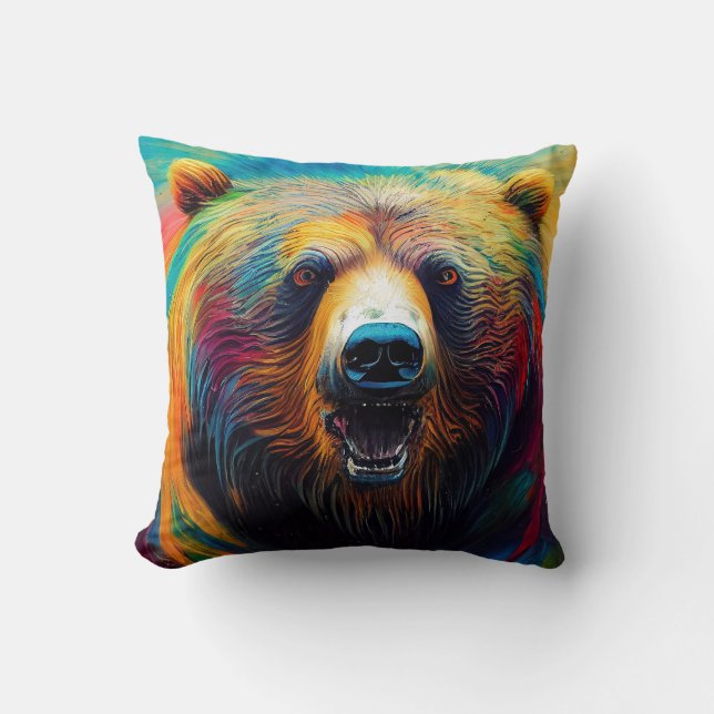 Bear Grizzly Animal Discovery Äventyr Nature Pla Kudde (Framsida)