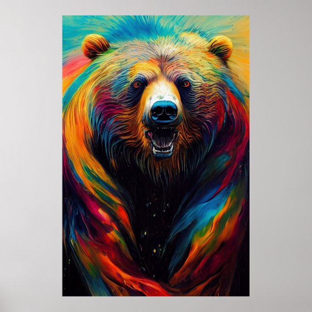 Bear Grizzly Animal Discovery Äventyr Nature Pla Poster (Framsidan)
