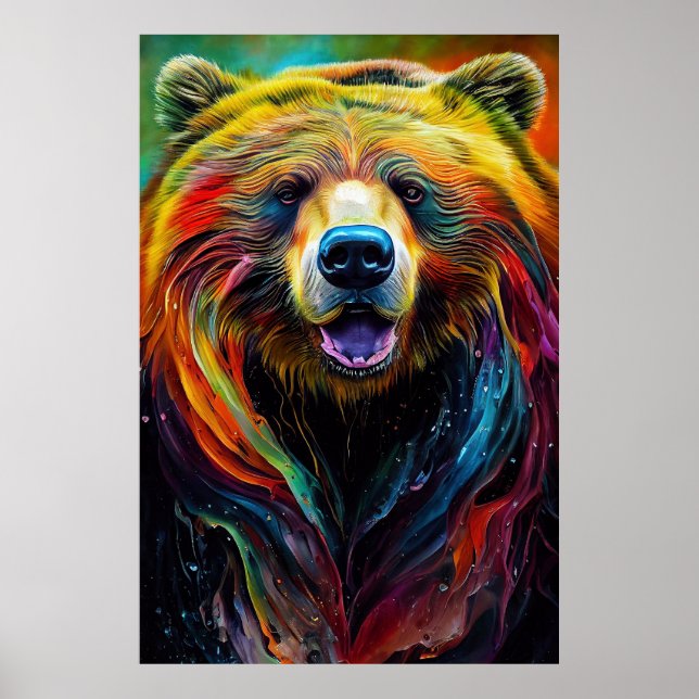 Bear Grizzly Animal Discovery Äventyr Nature Pla Poster (Framsidan)