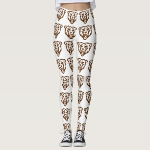 Bear Grizzly Brown Rustic Woodland Animals Mönster Leggings