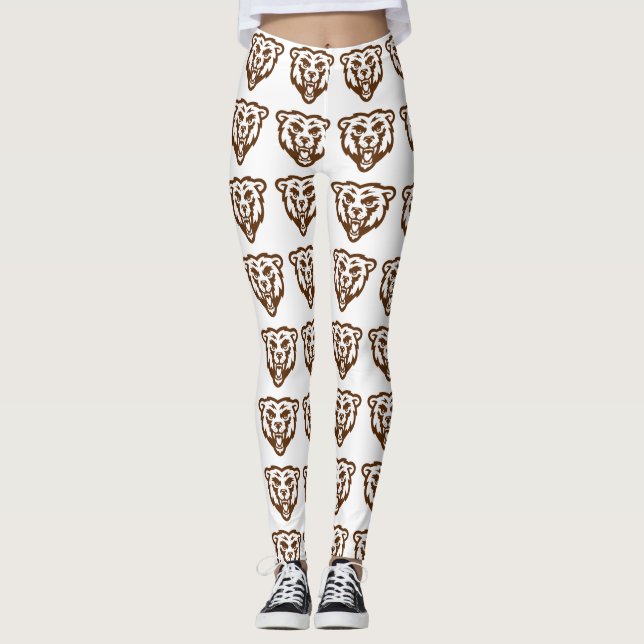 Bear Grizzly Brown Rustic Woodland Animals Mönster Leggings (Framsida)