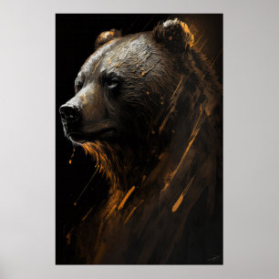Bear Grizzly Porträtt Animal Nature Wildlife Art Poster