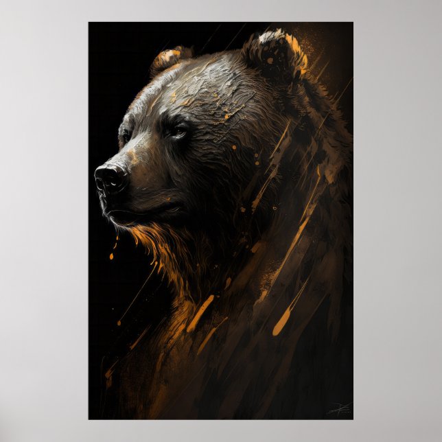Bear Grizzly Porträtt Animal Nature Wildlife Art Poster (Framsidan)