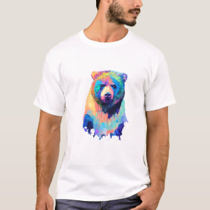 Bear Grizzly Vild Natature Animal Forest Färg T Shirt
