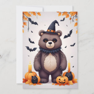 Bear Halloween Cute Adsible Funny Animal Tecknad Inbjudningar