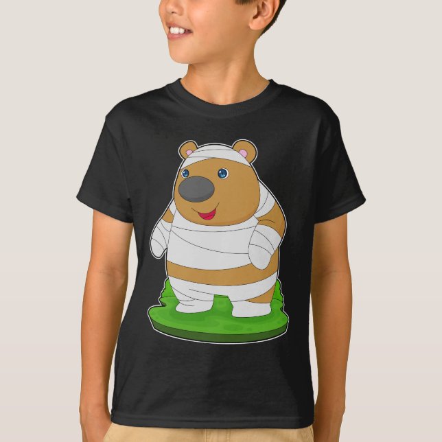 Bear Halloween Mummy T Shirt (Framsida)