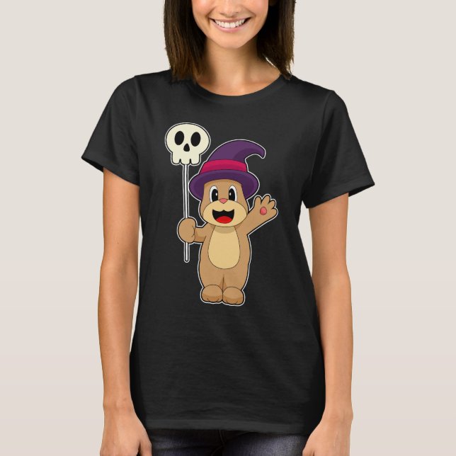 Bear Halloween Witch Ghost T Shirt (Framsida)