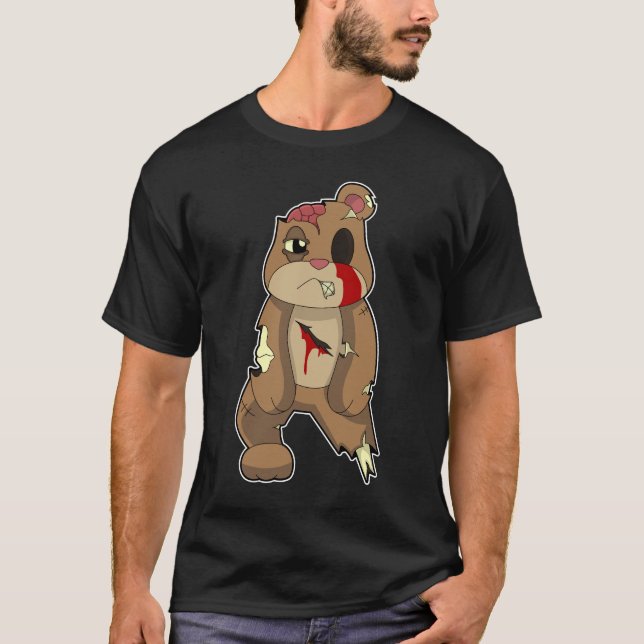 Bear Halloween Zombie T Shirt (Framsida)