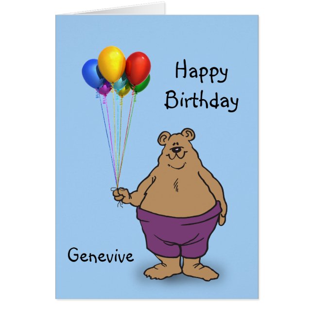 Bear har Birthday Ballages personalize Hälsningskort (Framsidan)