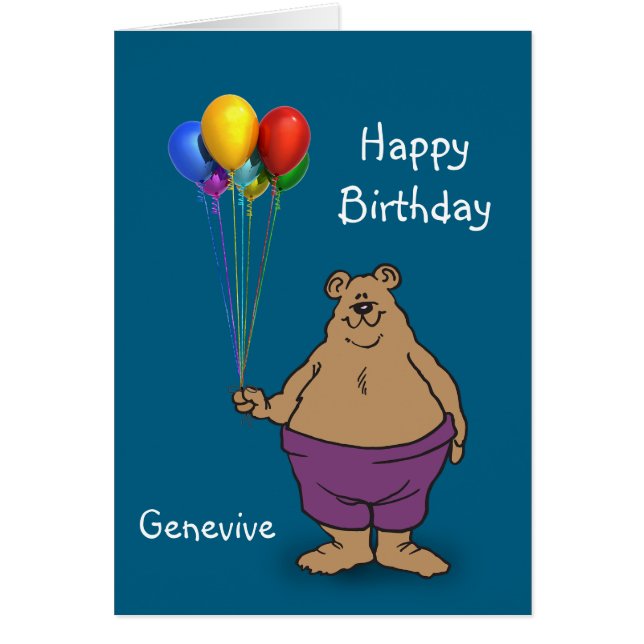 Bear har Birthday Ballages personalize Hälsningskort (Framsidan)