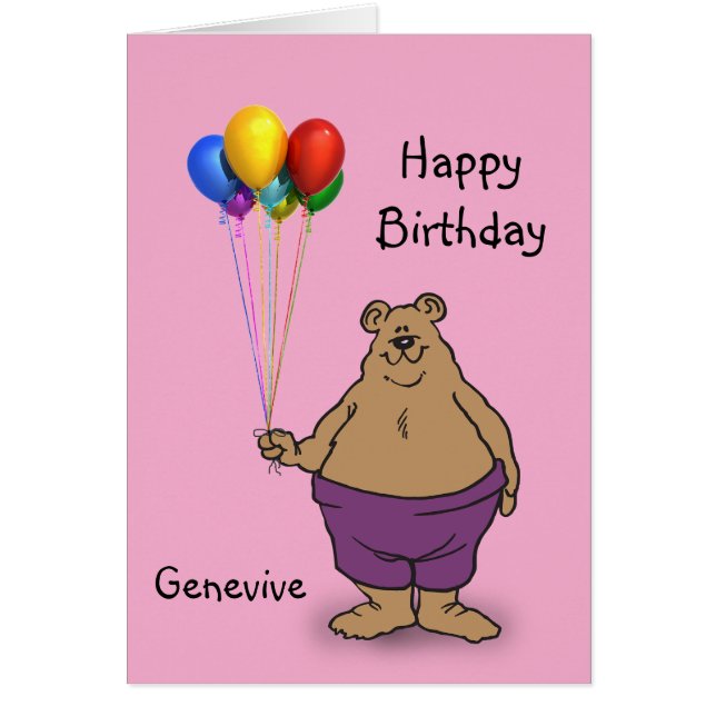 Bear har Birthday Ballages personalize Hälsningskort (Framsidan)