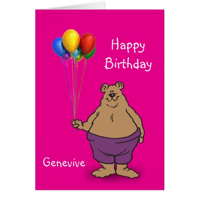 Bear har Birthday Ballages personalize Hälsningskort (Framsidan)