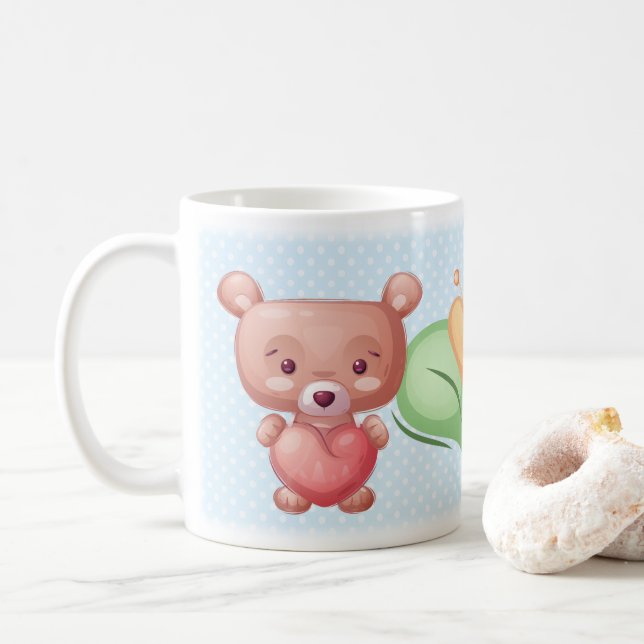 Bear Heart Collection - Blue Kaffemugg (Med munk)