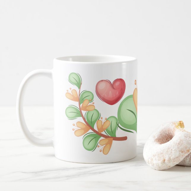 Bear Heart Collection - White Kaffemugg (Med munk)