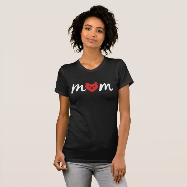 Bear Heart Mom Minimalist Love T Shirt (Hel framsida)