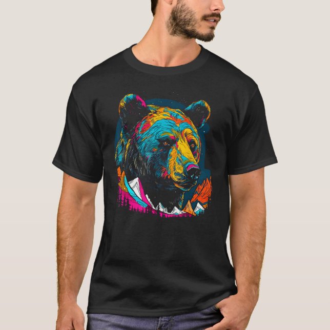 Bear Heart Soul Mountain Hiking Camping T Shirt (Framsida)