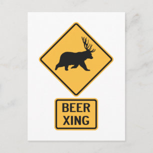 Bear Hjort Beer Crossing Vykort