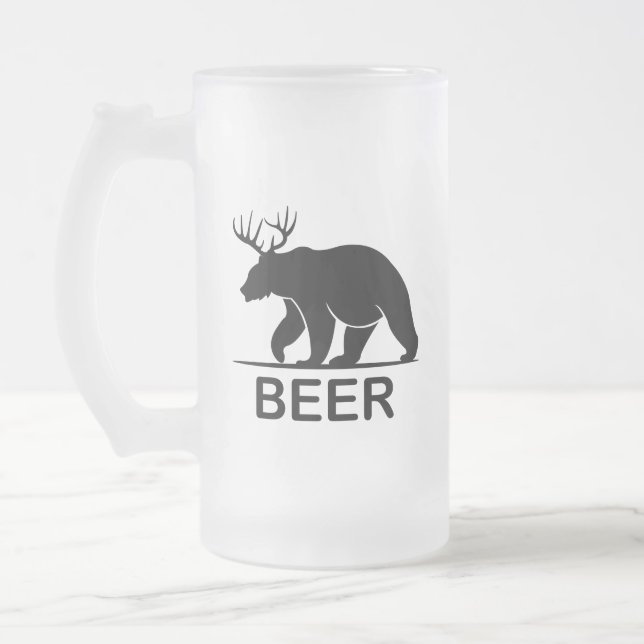Bear Hjort Beer Frostat Ölglas (Vänster)