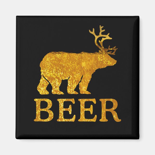 Bear Hjort eller Beer Bold Silhouette Magnet (Framsidan)