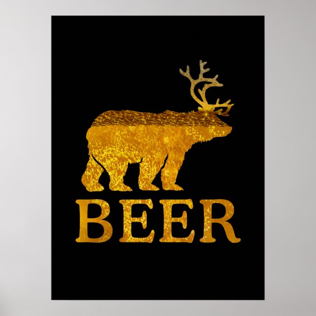 Bear Hjort eller Beer Bold Silhouette Poster (Framsidan)